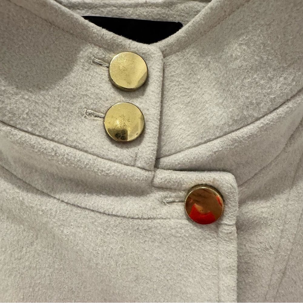 Tahari Wool Izzy coat cream neutral blush belted gold buttons 10 - Picture 5 of 16